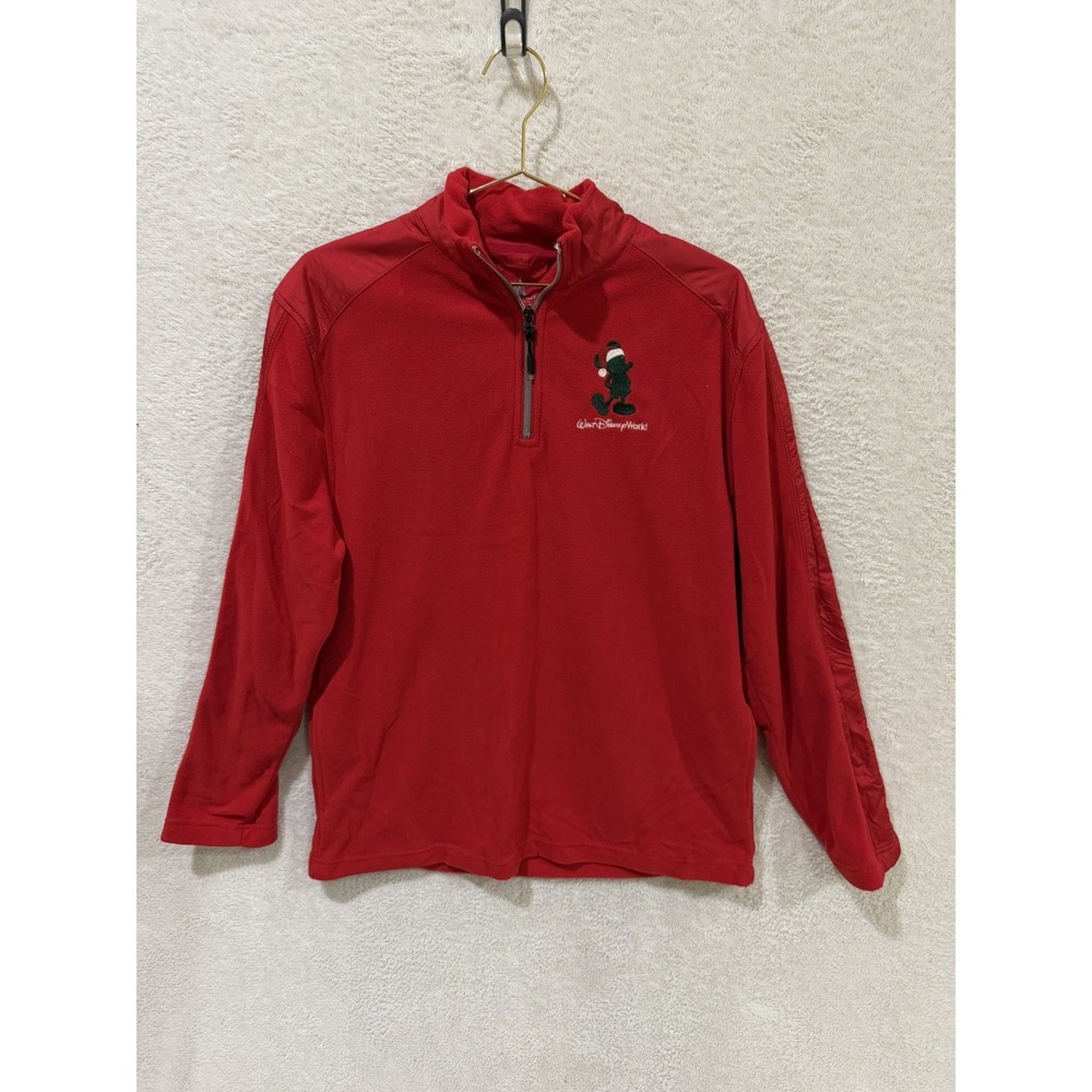 Walt Disney World Parks 1/4 Zip Fleece Size Small Santa Mickey Jacket Holiday